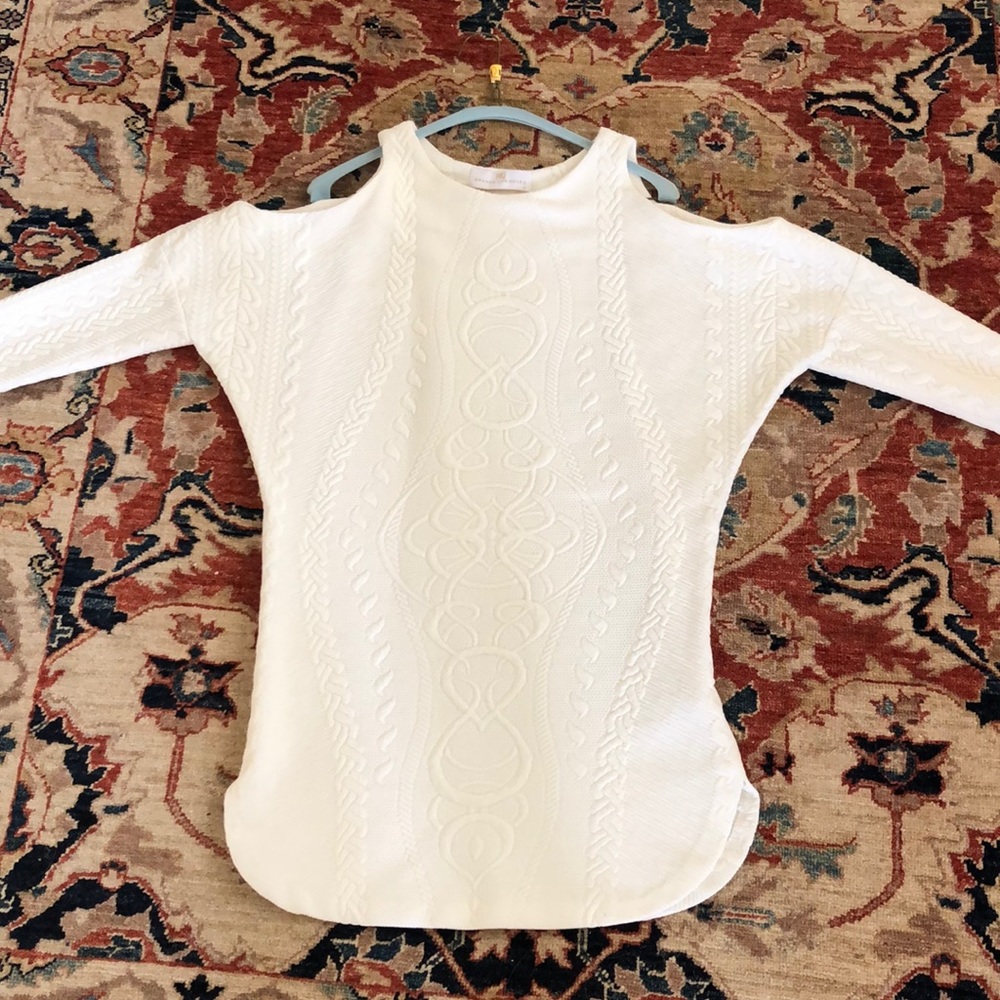 Winter white cold shoulder dress.  Worn once